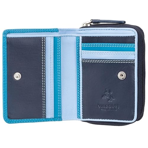 VISCONTI - Luxus Hawaii Wallet - Tap n' Go Technologie - Rainbow Collection - Kartenetui Damen Geldbörse Kartenetui Kartenetui Badge Holder - 5 Kreditkartenfächer Münzfach, blau, 16 Card Slots, Modern von VISCONTI