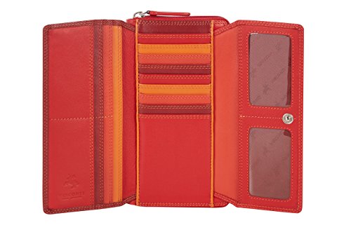 VISCONTI Portemonnaie Damen Echt Leder Geldbörse im Langformat Geldbeutel Groß XXL mit Reißverschluss, Portmonee mit Münzfach mit RFID-Blockierung und vielen Fächern - Rot von VISCONTI