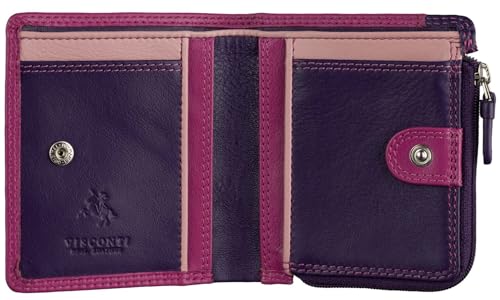 VISCONTI Rainbow Collection Chile Leder Geldbörse RFID RB112, Berry-multi, Einheitsgröße, Modern von VISCONTI