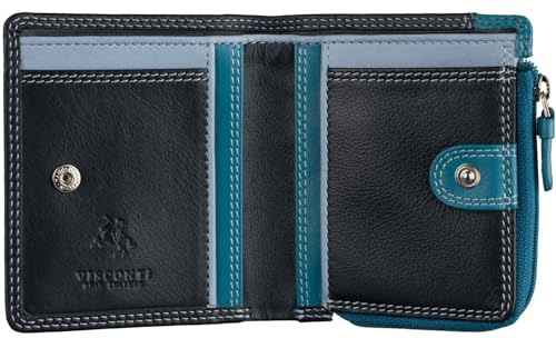 VISCONTI Rainbow Collection Chile Leder Geldbörse RFID RB112, Blau / mehrfarbig, Einheitsgröße, Modern von VISCONTI