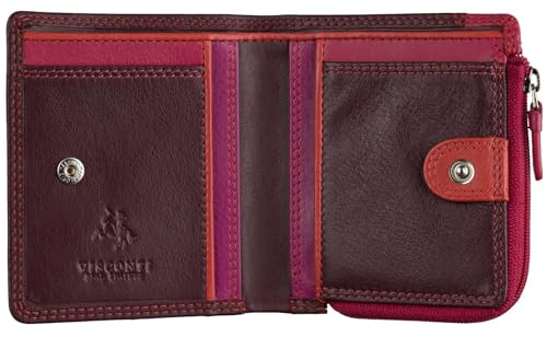 VISCONTI Rainbow Collection Chile Leder Geldbörse RFID RB112, Pflaumenfarben, Einheitsgröße, Modern von VISCONTI