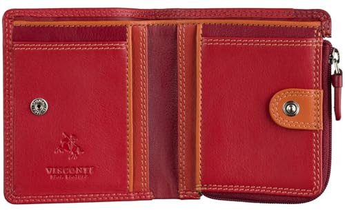 VISCONTI Rainbow Collection Chile Leder Geldbörse RFID RB112, Rot / verschiedene Farben, Einheitsgröße, Modern von VISCONTI