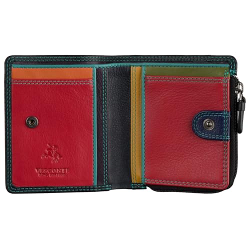 VISCONTI Rainbow Collection Chile Leder Geldbörse RFID RB112, Schwarz/Rhumba, Einheitsgröße, Modern von VISCONTI