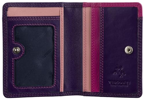 VISCONTI Rainbow Collection Madagascar Slim Leather Wallet RFID RB111, Berry-multi, Einheitsgröße, Modern von VISCONTI