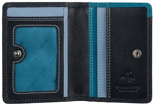 VISCONTI Rainbow Collection Madagascar Slim Leather Wallet RFID RB111, Blau / mehrfarbig, Einheitsgröße, Modern von VISCONTI