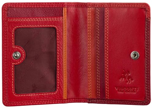 VISCONTI Rainbow Collection Madagascar Slim Leather Wallet RFID RB111, Rot / verschiedene Farben, Einheitsgröße, Modern von VISCONTI