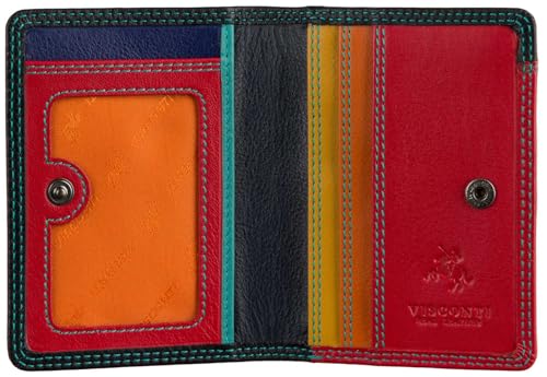 VISCONTI Rainbow Collection Madagascar Slim Leather Wallet RFID RB111, Schwarz/Rhumba, Einheitsgröße, Modern von VISCONTI