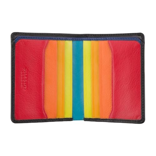 VISCONTI Spectrum Collection Geldbörse aus Erlenleder mit RFID und Tap and Go SP60 Schwarz/Hawaii, Schwarz, Farbenfrohe Slim Wallet von VISCONTI