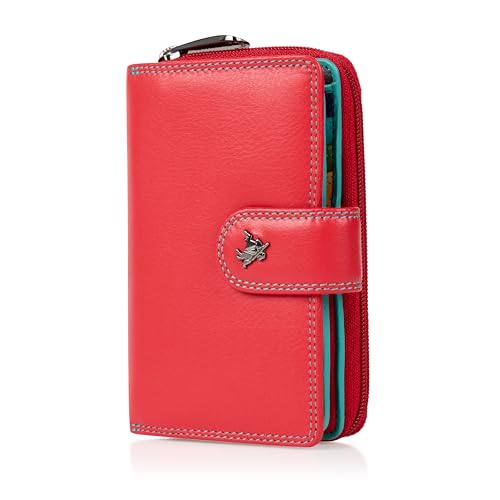 VISCONTI bi-fold Women’s Purse, Colorado Combination Leather, Multicoloured Purse (CD-22) RFID Multicolour R13 Red/Hawaii von VISCONTI