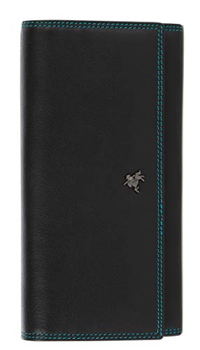 Visconti ® Leder Portemonnaie Damen RFID Schutz Geldbeutel Damen Geldbörse Bifold Mehrfarbig Portmonee in Geschenk-Box ''Rio'' (Black Multi) von VISCONTI