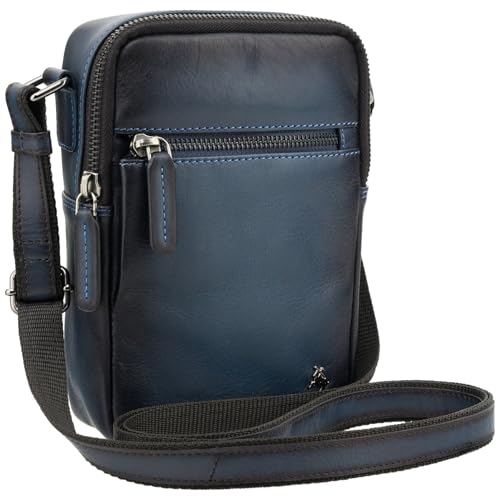 Visconti Atelier Collection Gianni AT43 Umhängetasche aus Leder, klein, Blau brüniert, Einheitsgröße von VISCONTI