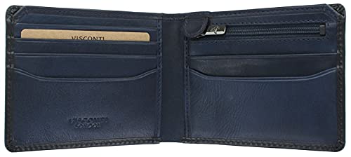 Visconti Atelier Collection Roland b枚rse aus Leder, RFID-blockiert AT63, Blau br眉niert, Einheitsgr枚脽e, von VISCONTI