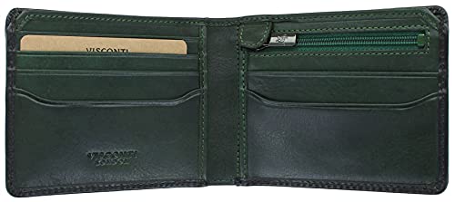 Visconti Atelier Collection Roland b枚rse aus Leder, RFID-blockiert AT63, Br眉niertes Gr眉n, Einheitsgr枚脽e, von VISCONTI