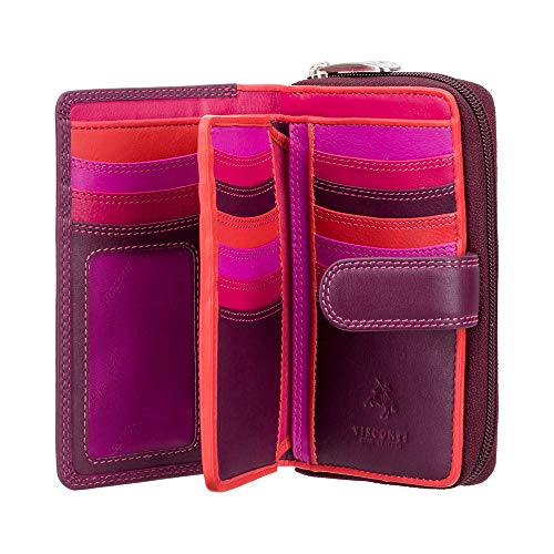 Visconti Damen Multi Fach Weiches Leder Tasche – Rio Carmelo R13 Pflaume Multi von VISCONTI