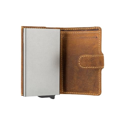 Visconti Fireblade VSL59 Kartenetui aus Leder, RFID-blockierend, Oil Tan, Slim Pop Out Ejector Card Wallet von VISCONTI