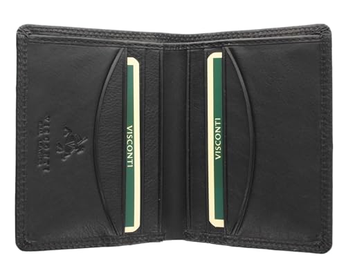 Visconti Heritage-Kollektion Harley, Leder Brieftasche, kompakt, doppelt gefaltet mit RFID-Schutz HT6 Schwarz von VISCONTI