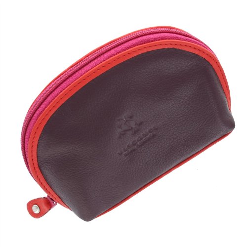 Visconti Leder Regenbogen-Kollektion Malay, Münzbörse, oberer Reißverschluss und Schlüsselanhänger RB63 Pflaume Multi von Luchiano Visconti