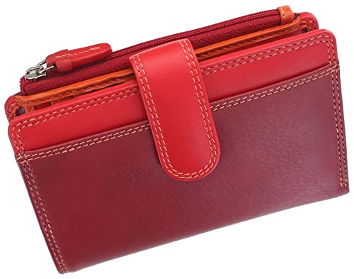 Visconti Rainbow Collection Cayman Geldbörse aus Leder mit RFID-Blockierung RB97, Rot/Mehrfarbig, Einheitsgröße, Zeitgenössisch von VISCONTI