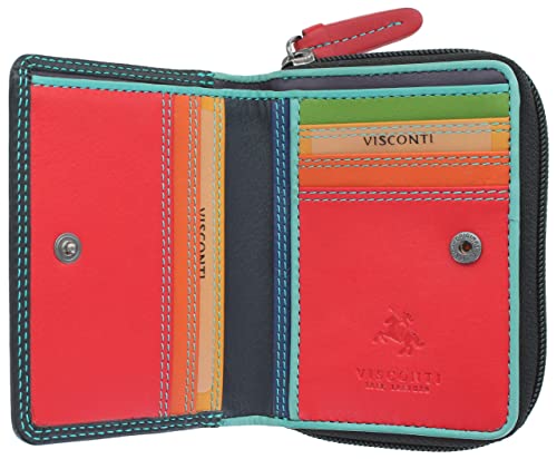 Visconti Rainbow Leder Damen Geldbörse Stil RB53 RFID Blocking, Schwarz/Rhumba, Einheitsgröße von VISCONTI