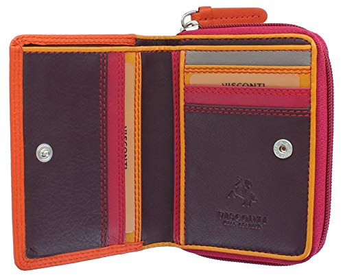 Visconti Rainbow Leder Damen b枚rse Stil RB53 RFID Blocking, Orange / mehrfarbig (Orange) - RB53_ac von VISCONTI