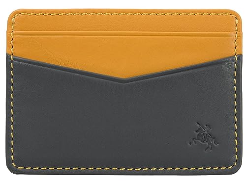 VISCONTI Slim Collection Axe Kartenetui aus Leder, RFID-blockierend, VSL40, Grau/Senf, Einheitsgröße, Modern von VISCONTI