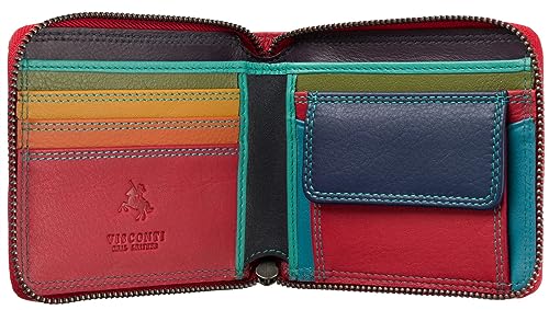 Visconti Spectrum Picasso Geldbörse aus Leder mit umlaufendem Reißverschluss, RFID und Tap n Go SP29, Rot Hawaii, Einheitsgröße von VISCONTI