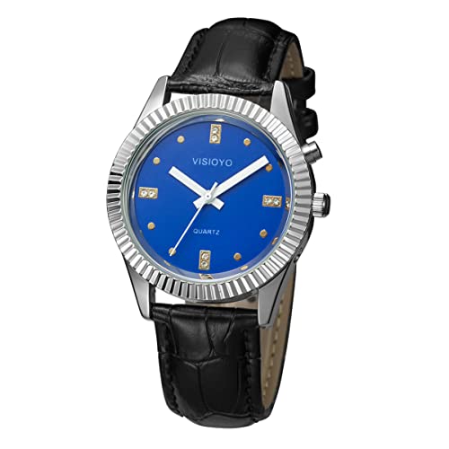 VISIONU Deutsch Sprechende Armbanduhr mit Weckerunktion, Ansage von Uhrzeit und Datum, Blau- Ziffernblatt von VISIONU