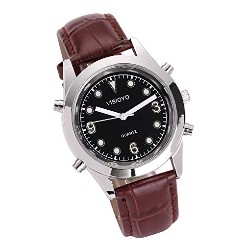 Sprechende Uhr in Spanisch, Armbanduhr, schwarzes Zifferblatt Streifen von VISIONU