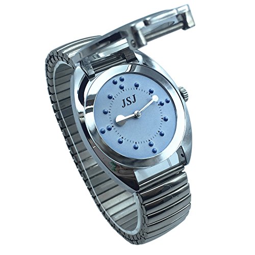 VISIONU Braille-Armbanduhr mit Touchscreen für Blinde oder ältere Menschen, blaues Zifferblatt, ausziehbares Armband, Armband, Armband von VISIONU