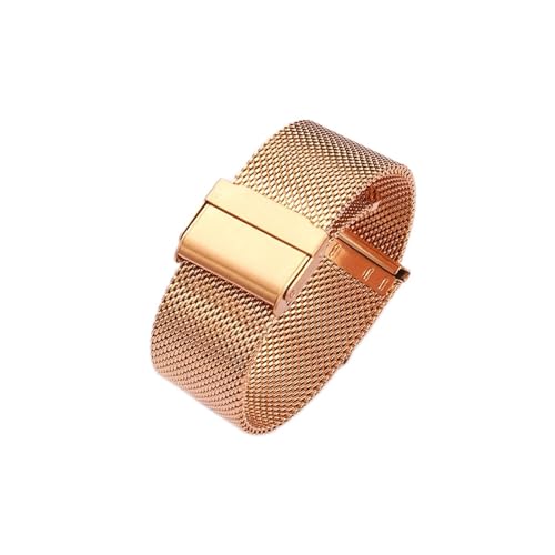 VISIYUBL 12/11/16/18 / 20/22mm Uhrengurt Metall Mesh Edelstahl Armbanduhr Band Frauen Männer Armbanduhr Band Mode Uhr Armband (Color : Rose gold, Size : 12mm) von VISIYUBL