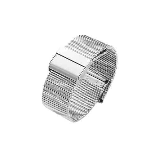 VISIYUBL 12/11/16/18 / 20/22mm Uhrengurt Metall Mesh Edelstahl Armbanduhr Band Frauen Männer Armbanduhr Band Mode Uhr Armband (Color : Silver, Size : 12mm) von VISIYUBL