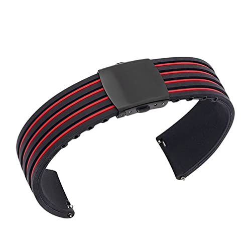 VISIYUBL 18 20mm 22 mm 24 mm Silikongurt Sport Smart Armband Fit for Samsung Fit for Galaxy Watch 45 mm 45 mm fit for Huawei Uhr Gt Doppelfarbwachband (Color : Red-black buckle, Size : 24mm) von VISIYUBL