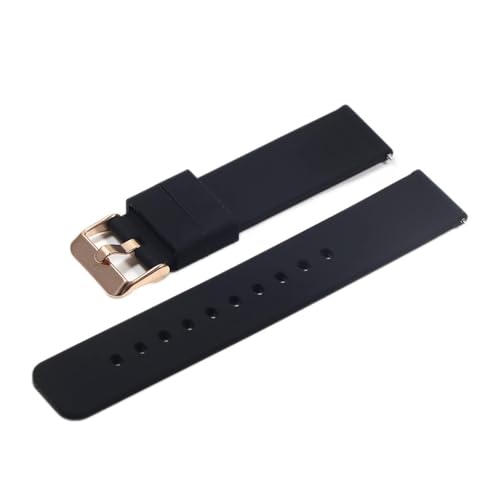 VISIYUBL 18 mm 20 mm 22 mm 24 mm Silikonriemenklappenschnalle for Samsung Fit for Galaxy Uhrengetriebe S2 S3 Schnellfreisetzungs -Gummi -Armband -Gurtband (Color : Black-RG, Size : 14mm) von VISIYUBL