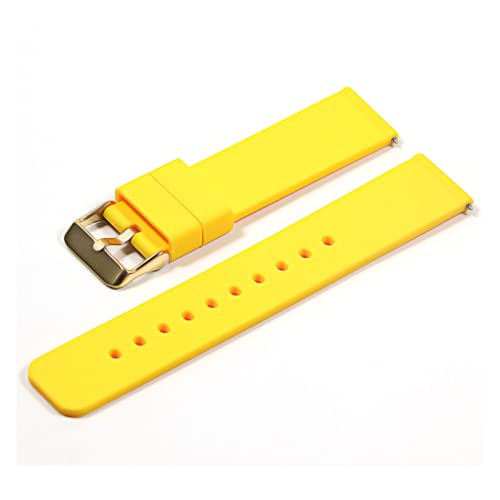 VISIYUBL 18 mm 20 mm 22 mm 24 mm Silikonriemenklappenschnalle for Samsung Fit for Galaxy Uhrengetriebe S2 S3 Schnellfreisetzungs -Gummi -Armband -Gurtband (Color : Yellow-G, Size : 22mm) von VISIYUBL