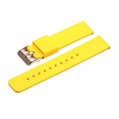 VISIYUBL 18 mm 20 mm 22 mm 24 mm Silikonriemenklappenschnalle for Samsung Fit for Galaxy Uhrengetriebe S2 S3 Schnellfreisetzungs -Gummi -Armband -Gurtband (Color : Yellow-RG, Size : 18mm) von VISIYUBL