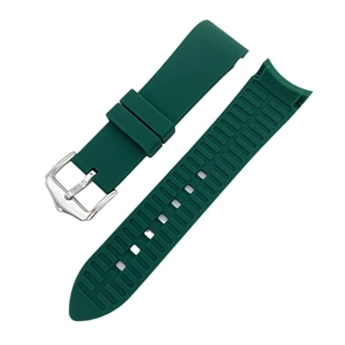 VISIYUBL 18 mm 20 mm 22 mm gebogene End -Ersatz -Uhrband -Armband Silikon Uhrengurtzubehör for Omega for Seiko Fit for Rolex Fit for Tissot Fit for Tudor (Color : Green, Size : 22mm) von VISIYUBL