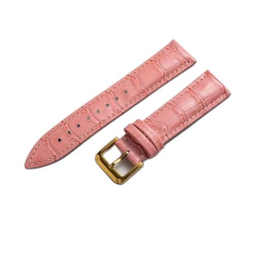 VISIYUBL 18mm 20mm 22mm 24mm Leder Uhrenarmbanduhrarmband mit Lederriemen passen for Samsung Galaxie-Gang S3 Fit for Galaxie 42mm 46mm (Color : Gold-pink, Size : 15mm) von VISIYUBL