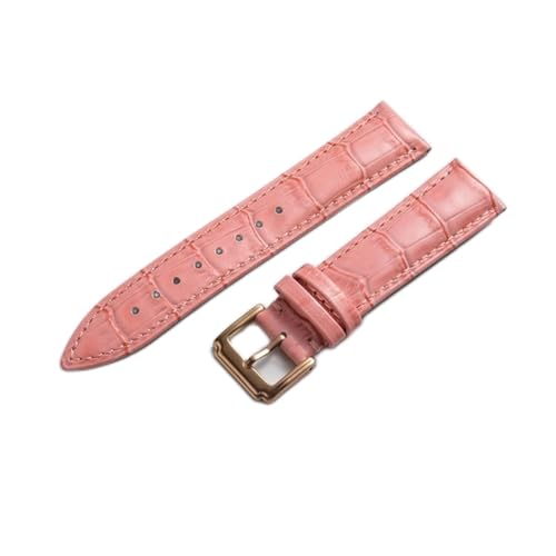 VISIYUBL 18mm 20mm 22mm 24mm Leder Uhrenarmbanduhrarmband mit Lederriemen passen for Samsung Galaxie-Gang S3 Fit for Galaxie 42mm 46mm (Color : Rose-pink, Size : 16mm) von VISIYUBL