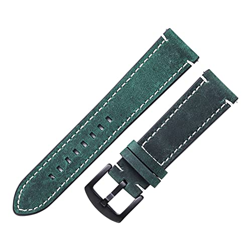 VISIYUBL 18mm 20mm Uhr Armband Vintage 22mm 24mm Leder Uhrenband Männer Frauen Rot Grüne Uhr Zubehör (Color : Green, Size : 22mm) von VISIYUBL