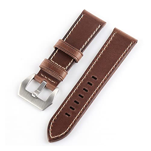 VISIYUBL 19mm / 20mm / 21mm / 22mm echte Horne Holwin Uhrenarmband Lederpferd Retro Vintage Mann Watch-Stil Handgemachtes Ölwachs Fit for Gs Oris. (Color : Brown, Size : 19mm) von VISIYUBL