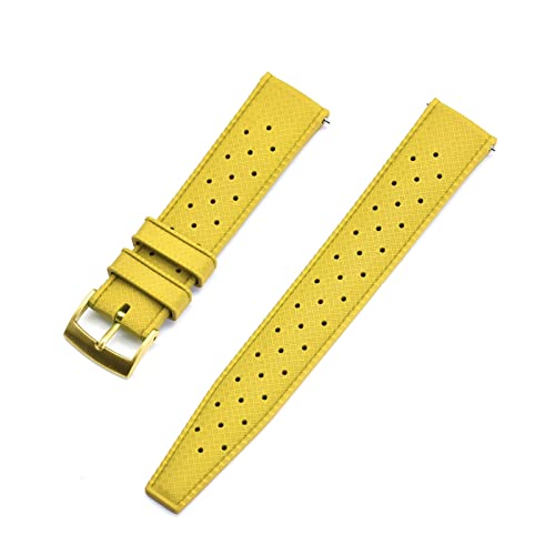 VISIYUBL 2. 2mm Tropischer Fluor-Gummi-Uhr-Armband 20 In mm Ersatzfit for Seiko SRP777J1. Uhrenband tauchen wasserdichte Armbandarmband for Männer (Color : Yellow Gold, Size : 22mm) von VISIYUBL