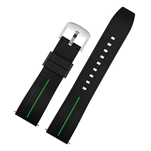 VISIYUBL 20 mm 22 mm Silikon Uhrenband Männer Frauen Schnellfreisetzung wasserdichtes Gummiarmband Schmetterling Schnalle for Tissot Fit for Mido Fit for Citize -Gurt (Color : Black Green 01, Size : von VISIYUBL
