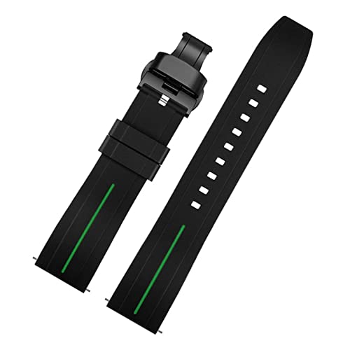 VISIYUBL 20 mm 22 mm Silikon Uhrenband Männer Frauen Schnellfreisetzung wasserdichtes Gummiarmband Schmetterling Schnalle for Tissot Fit for Mido Fit for Citize -Gurt (Color : Black Green 04, Size : von VISIYUBL
