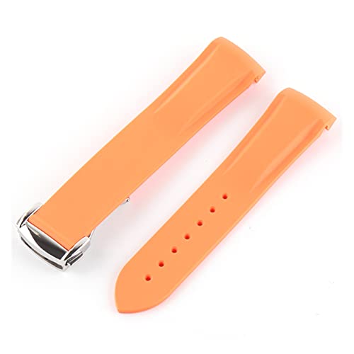 VISIYUBL 20mm 21mm 22mm gekrümmte End-Silikon-Gummi-Uhr-Band-Fit for Pagani-Uhr-Fit for Huawei Passt for GT2. Magic Watch 2 Fit for Ehre Fit for Samsung Galaxy Watch S3 S4 (Color : Orange 1, Size : von VISIYUBL