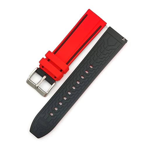 VISIYUBL 20mm 22 mm 24 mm Silikon Sportgurt Doppelfarbe Schnellfreisetzungen wasserdichte Männer Gummi -Ersatzgürtelbandzubehör Accessoires (Color : Red black, Size : 24mm) von VISIYUBL