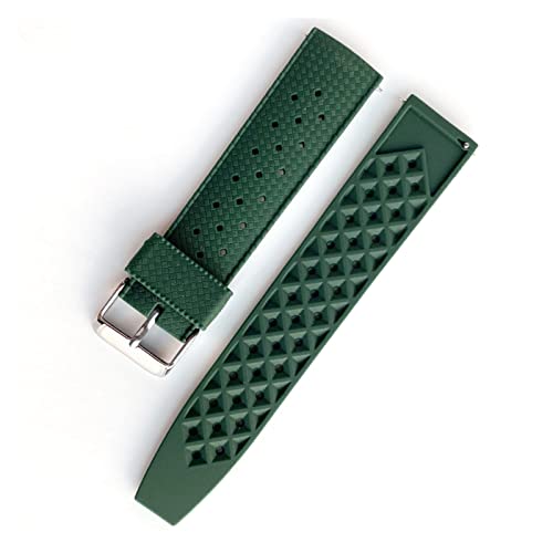 VISIYUBL 20mm 22 mm Silikon Uhrenband Männer Frauen Gummi -Tauchwaterfreisetzer Schnellhandgelenkarmband Passform for Seiko SRP777J1 SKX007 Gurt (Color : Green, Size : 22mm) von VISIYUBL