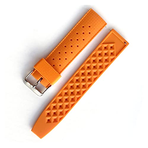 VISIYUBL 20mm 22 mm Silikon Uhrenband Männer Frauen Gummi -Tauchwaterfreisetzer Schnellhandgelenkarmband Passform for Seiko SRP777J1 SKX007 Gurt (Color : Orange, Size : 20mm) von VISIYUBL