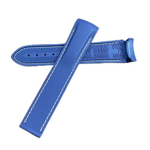 VISIYUBL 20mm 22mm 19mm 21mm Gummi Silikon Watchstrap Fit for Hamilton Khaki Field Scuba Frogman Fit for Zahnrad S3 Fit for Seiko5 Sumo 007 Uhrenband Werkzeug (Color : Blue white, Size : 10mm) von VISIYUBL