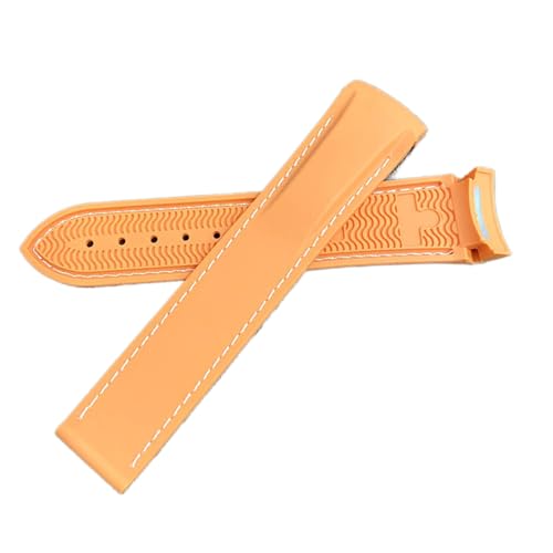VISIYUBL 20mm 22mm 19mm 21mm Gummi Silikon Watchstrap Fit for Hamilton Khaki Field Scuba Frogman Fit for Zahnrad S3 Fit for Seiko5 Sumo 007 Uhrenband Werkzeug (Color : Orange white, Size : 20-18mm) von VISIYUBL