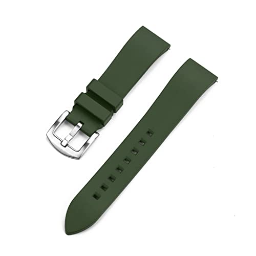 VISIYUBL 20mm 22mm 24mm Klassische Fluor-Gummi-Gurt Sport Wasserdichte Taucharmband-Ersatzuhren Zubehör Armband Riemen (Color : Green, Size : 24mm) von VISIYUBL